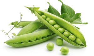 fresh pea fruit with green leaf